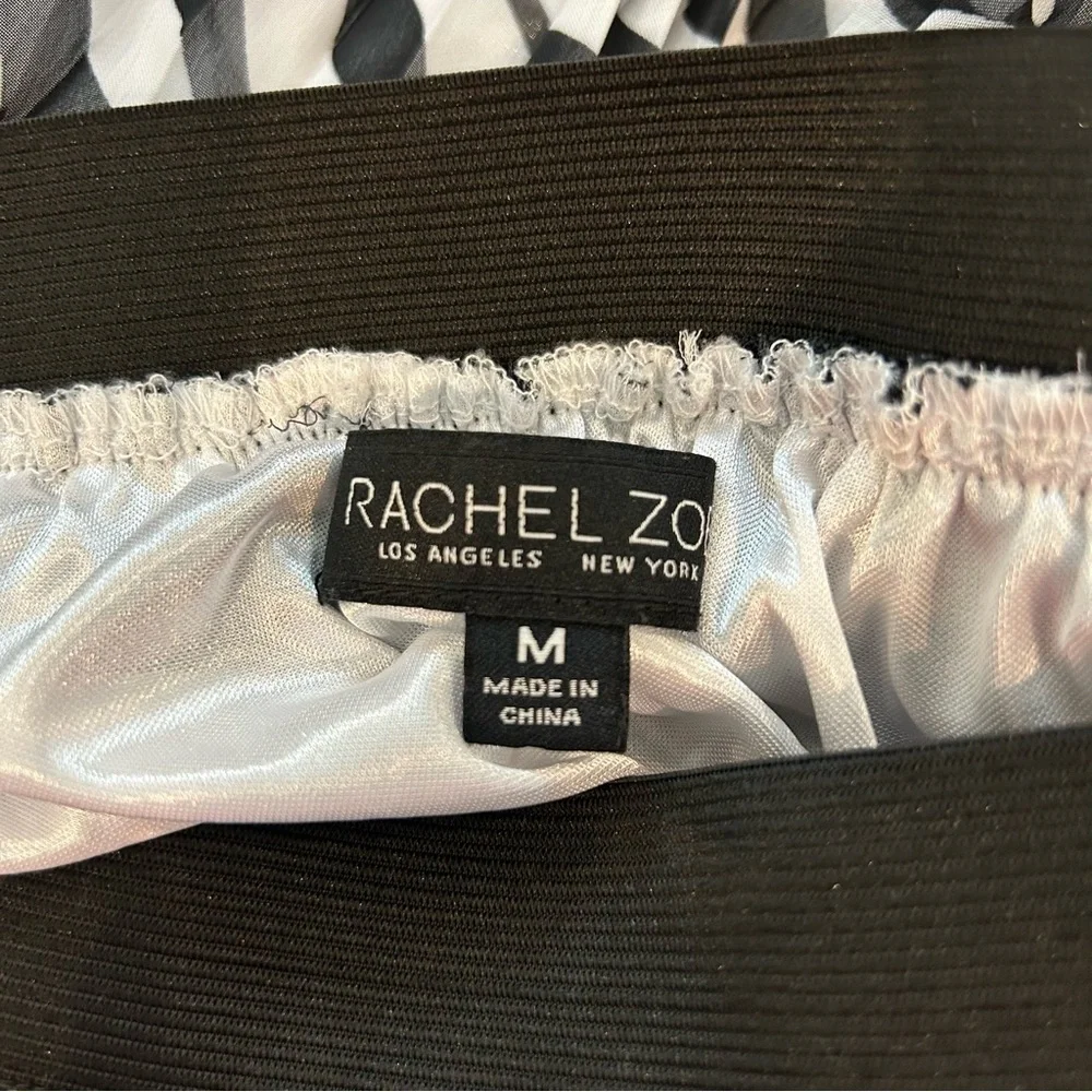 Rachel Zoe Zebra Print Pleated Mesh Overlay Midi Skirt